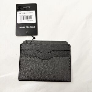 Bespoke New York Pebble Leather Gray Slim Card Case Wallet NWT